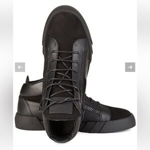 Guiseppe Zanotti Mens Shark Sole Mid Top Suede & Leather Sneakers Black 41.5 8.5